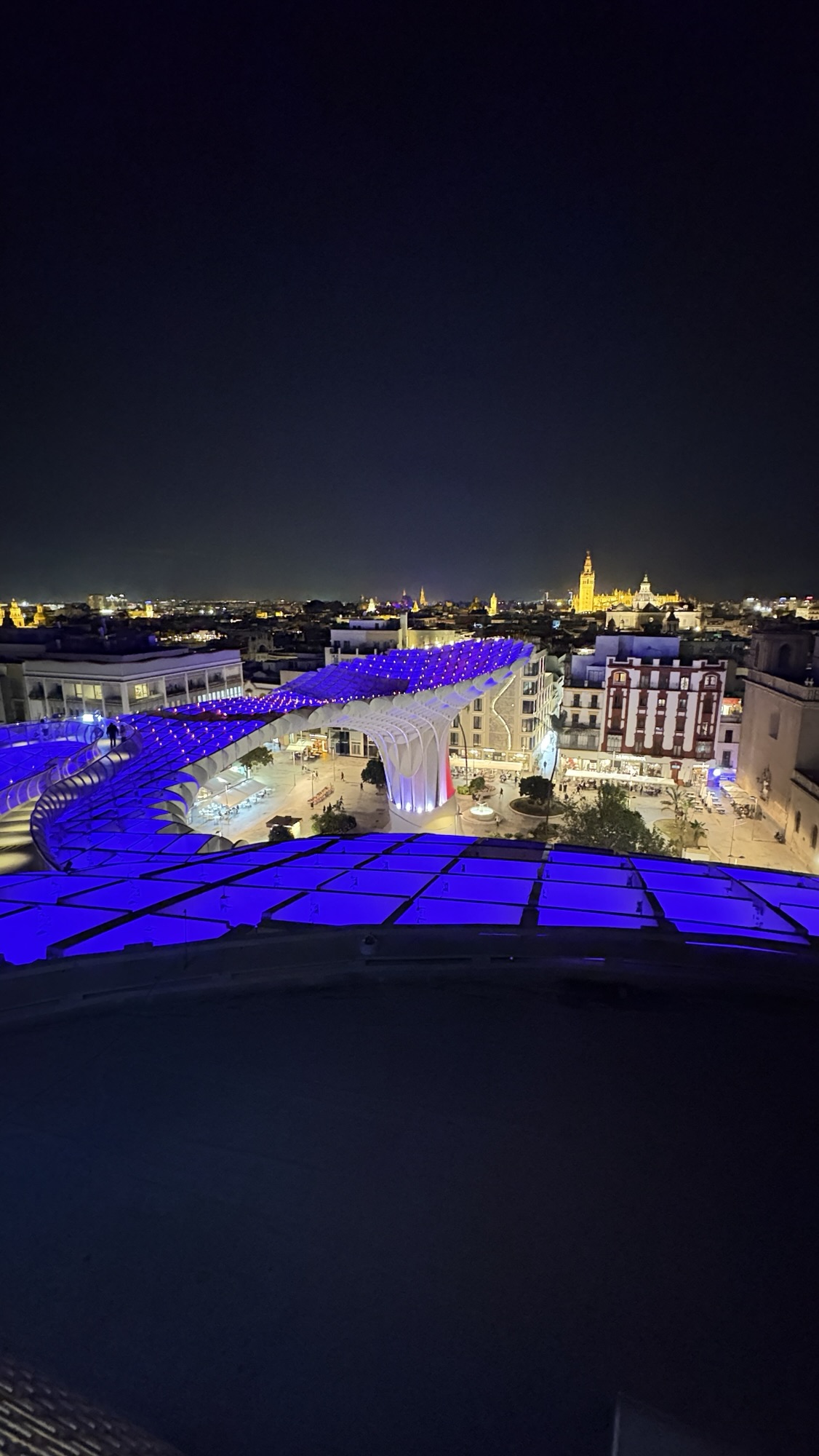 A Magical Night at Las Setas de Seville: Lights, Views, and a Touch of Drama!